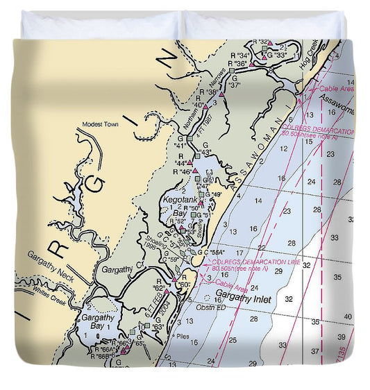Garathy Inlet Virginia Nautical Chart Duvet Cover