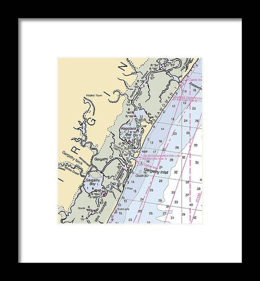 A beuatiful Framed Print of the Garathy Inlet-Virginia Nautical Chart by SeaKoast