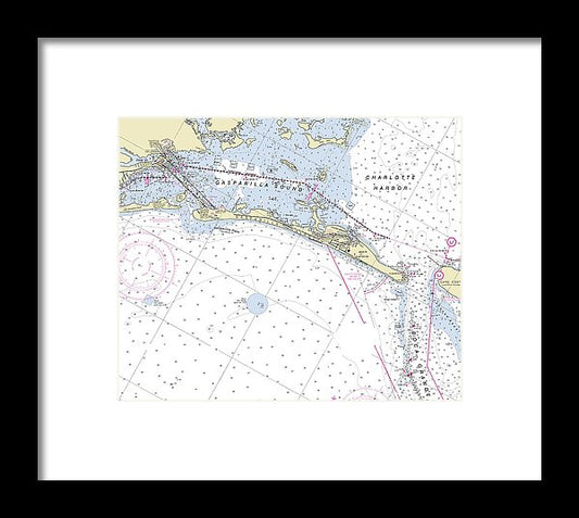 Gasparilla Boca Grande Florida Nautical Chart - Framed Print