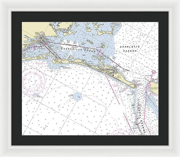 Gasparilla Boca Grande Florida Nautical Chart - Framed Print