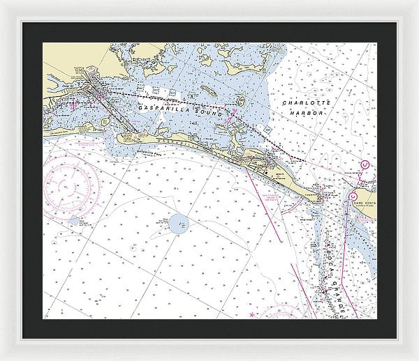 Gasparilla Boca Grande Florida Nautical Chart - Framed Print