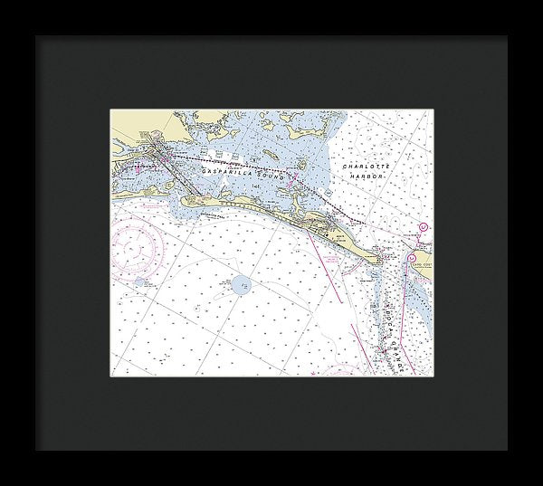 Gasparilla Boca Grande Florida Nautical Chart - Framed Print