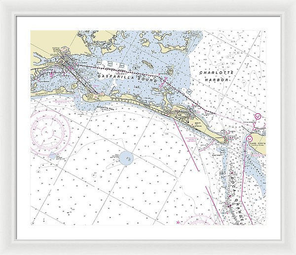 Gasparilla Boca Grande Florida Nautical Chart - Framed Print