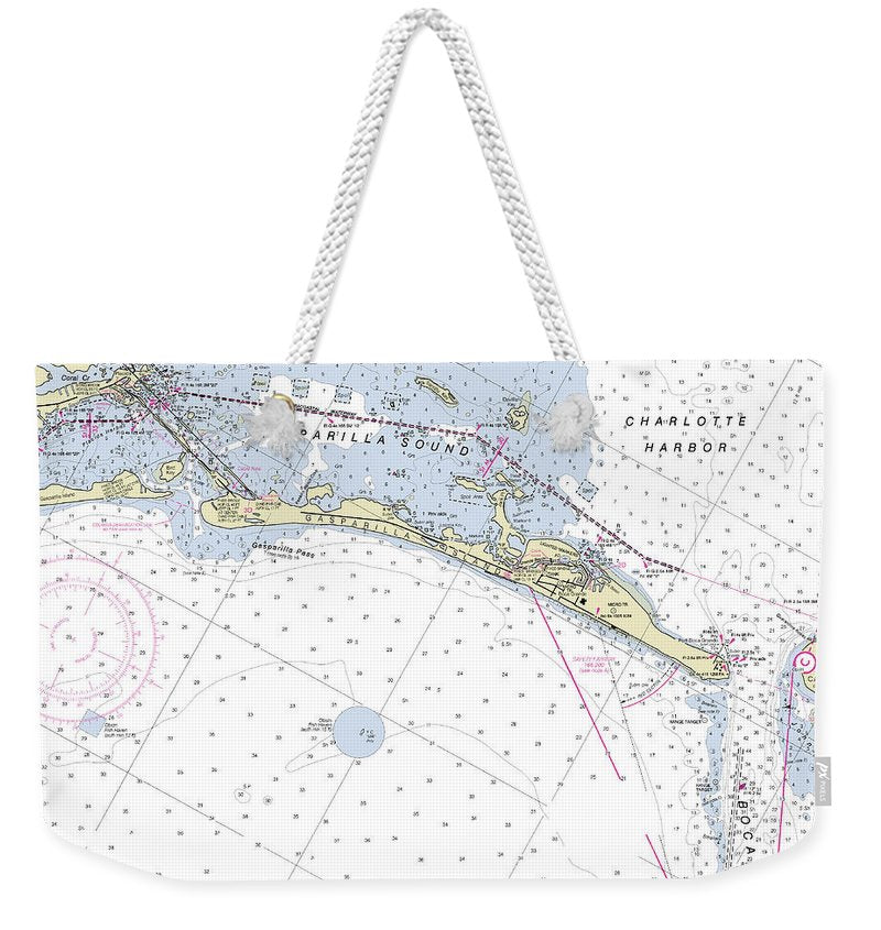 Gasparilla Boca Grande Florida Nautical Chart - Weekender Tote Bag