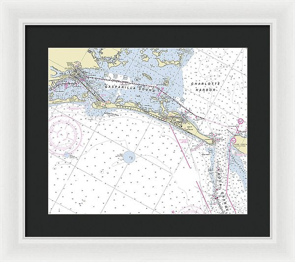 Gasparilla Boca Grande Florida Nautical Chart - Framed Print