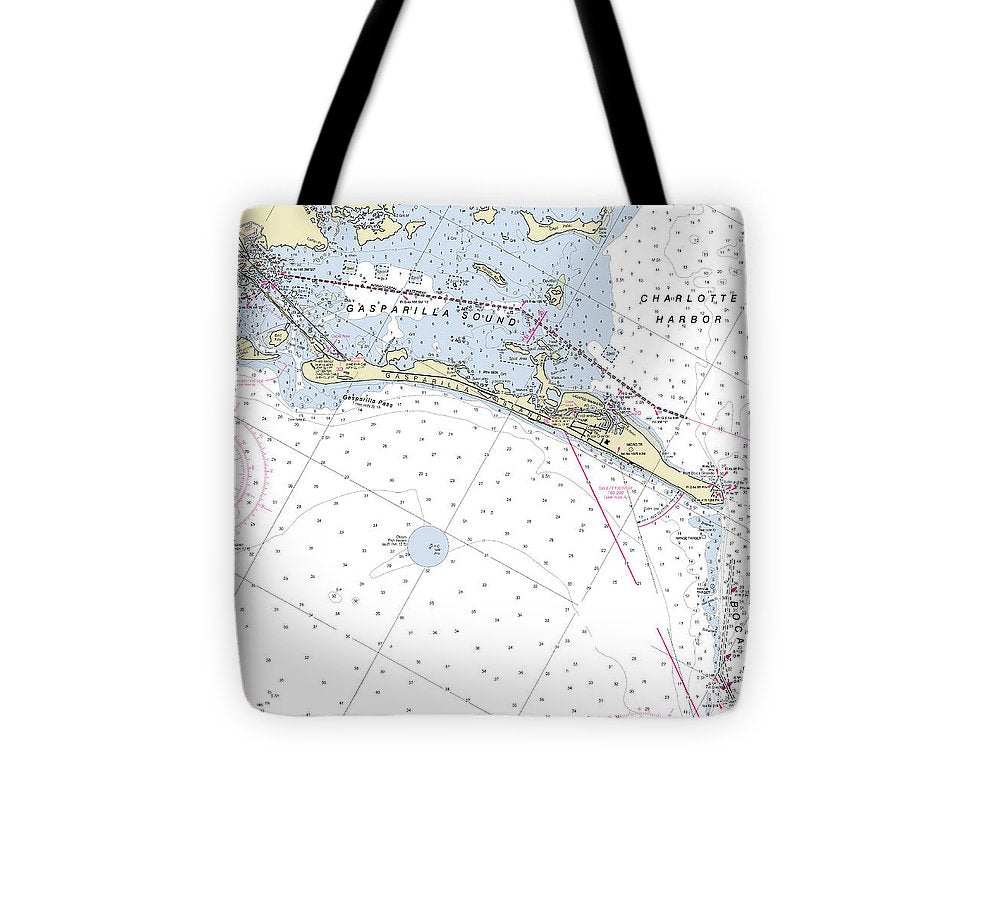 Gasparilla Boca Grande Florida Nautical Chart Tote Bag