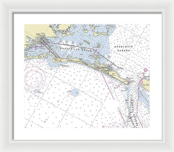 Gasparilla Boca Grande Florida Nautical Chart - Framed Print