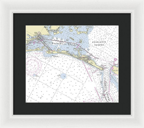 Gasparilla Boca Grande Florida Nautical Chart - Framed Print