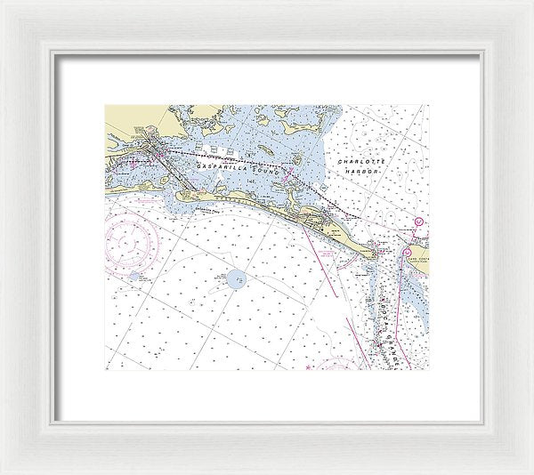 Gasparilla Boca Grande Florida Nautical Chart - Framed Print