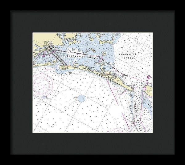 Gasparilla Boca Grande Florida Nautical Chart - Framed Print