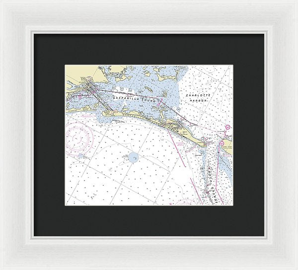 Gasparilla Boca Grande Florida Nautical Chart - Framed Print