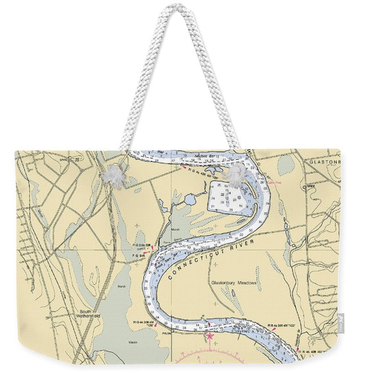 Glastonbury-connecticut Nautical Chart - Weekender Tote Bag