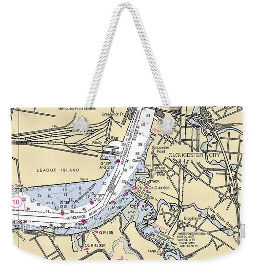 Gloucester City-new Jersey Nautical Chart - Weekender Tote Bag