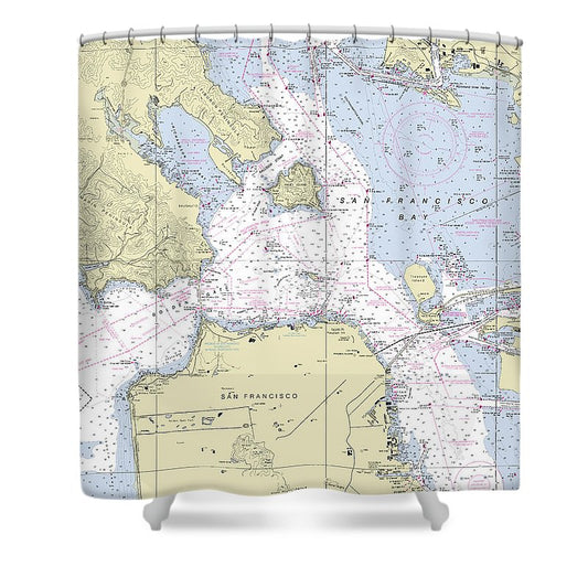 Golden Gate California Nautical Chart Shower Curtain