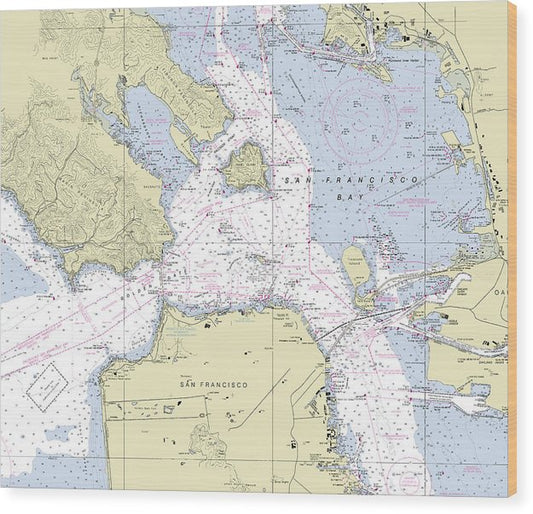 Golden Gate California Nautical Chart Wood Print