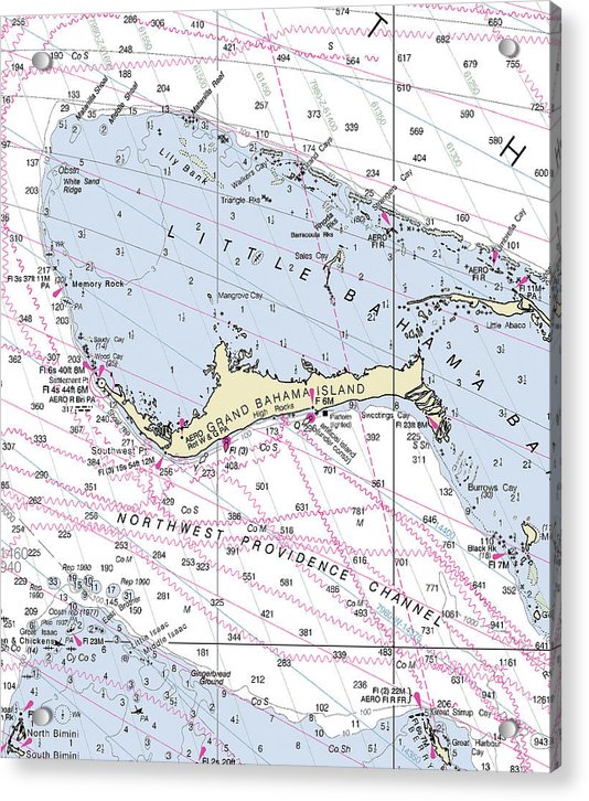 Grand Bahama Nautical Chart - Acrylic Print
