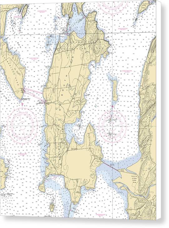 Grand Island-lake Champlain  Nautical Chart - Canvas Print
