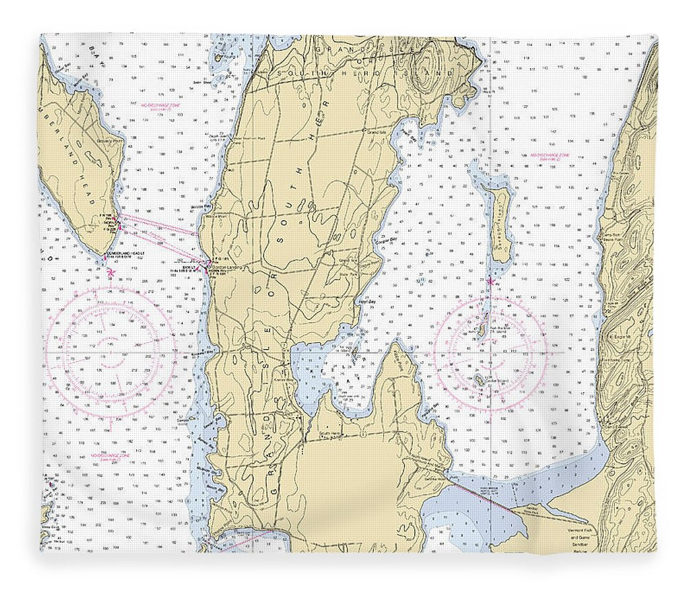 Grand Island Lake Champlain  Nautical Chart Blanket