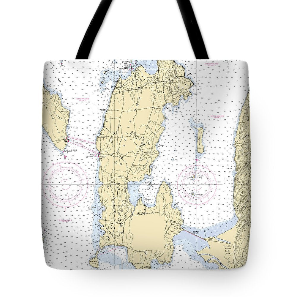 Grand Island-lake Champlain  Nautical Chart - Tote Bag