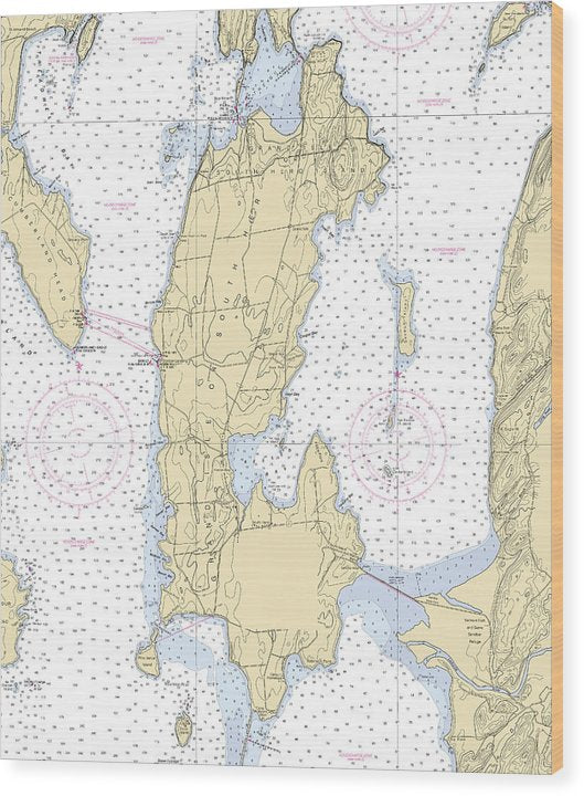 Grand Island-Lake Champlain  Nautical Chart Wood Print