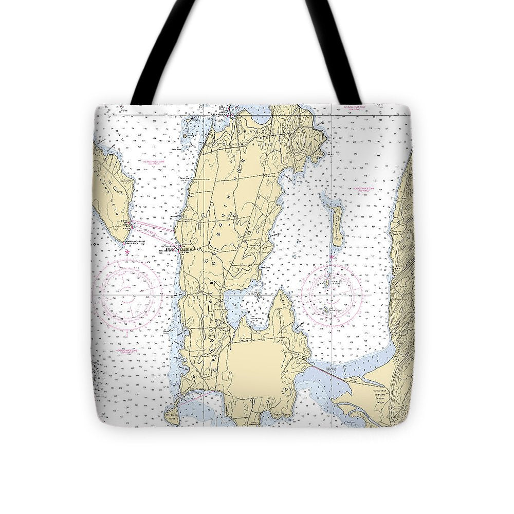 Grand Island-lake Champlain  Nautical Chart - Tote Bag