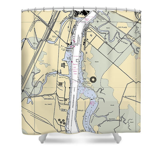 Grasselli New Jersey Nautical Chart Shower Curtain