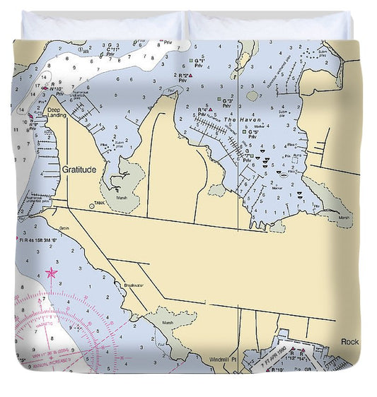 Gratitude Maryland Nautical Chart Duvet Cover