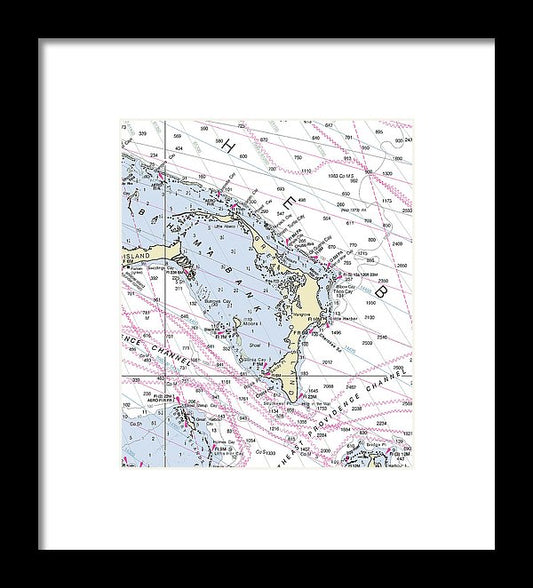 Great Abaco Bahamas Nautical Chart - Framed Print