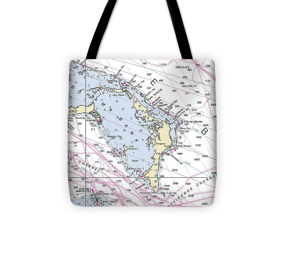 Great Abaco Bahamas Nautical Chart Tote Bag