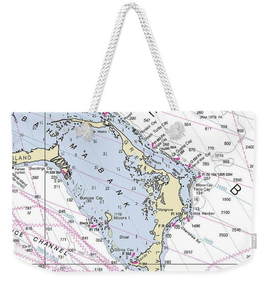 Great Abaco Bahamas Nautical Chart - Weekender Tote Bag