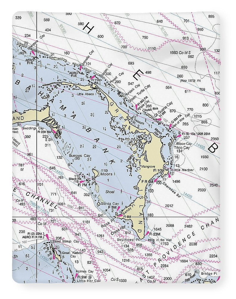 Great Abaco Bahamas Nautical Chart - Blanket