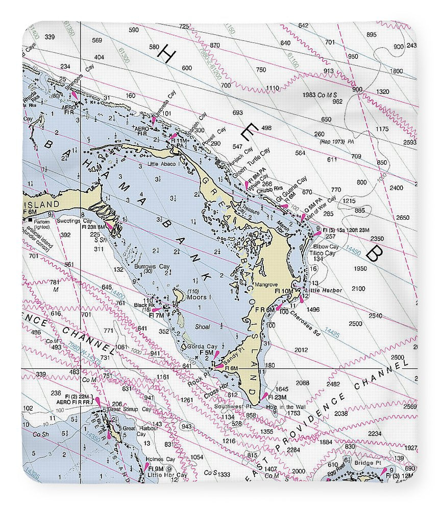 Great Abaco Bahamas Nautical Chart - Blanket