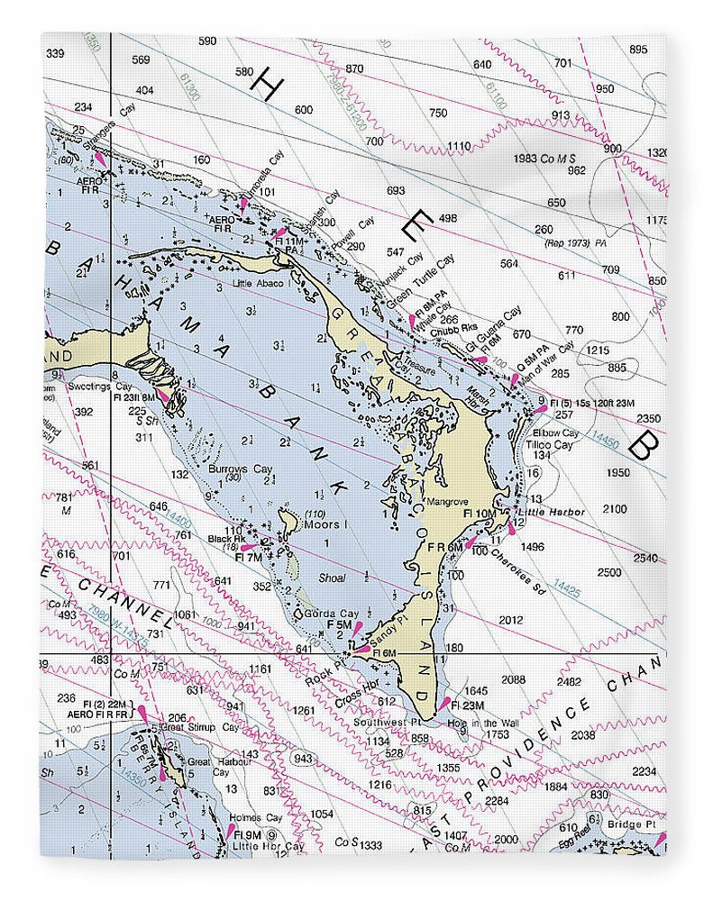 Great Abaco Bahamas Nautical Chart - Blanket