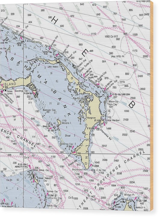 Great Abaco Bahamas Nautical Chart Wood Print
