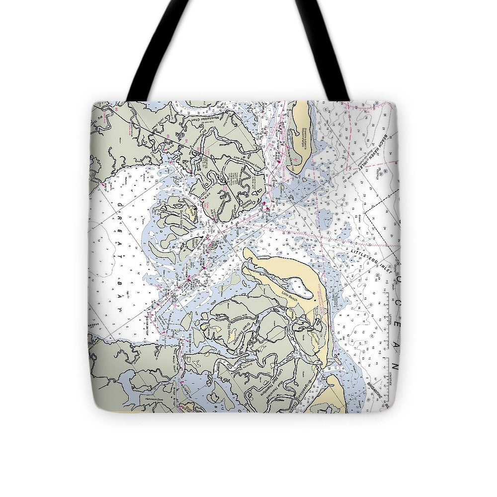 Great Bay-new Jersey Nautical Chart - Tote Bag