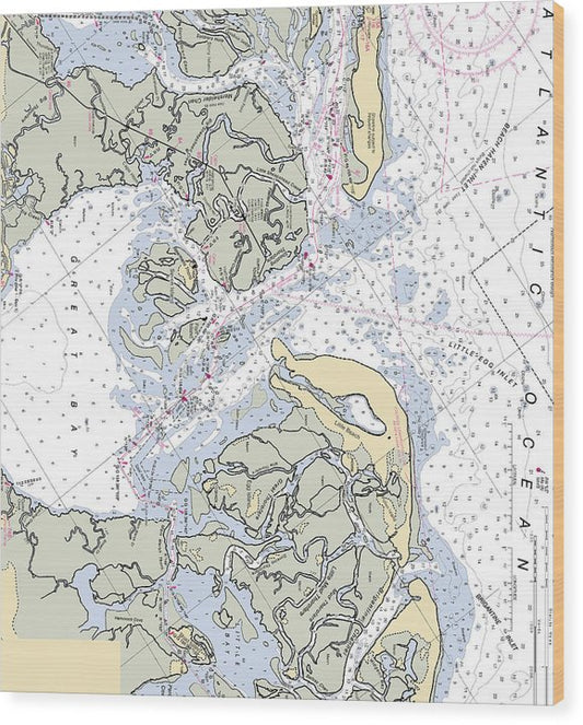 Great Bay-New Jersey Nautical Chart Wood Print