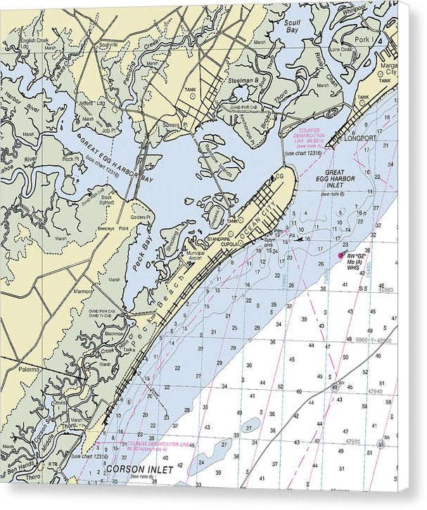 Great Egg Harbor Bay New Jersey Nautical Chart - Canvas Print