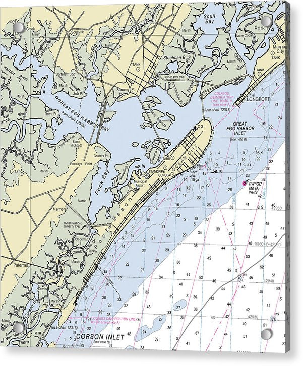 Great Egg Harbor Bay New Jersey Nautical Chart - Acrylic Print