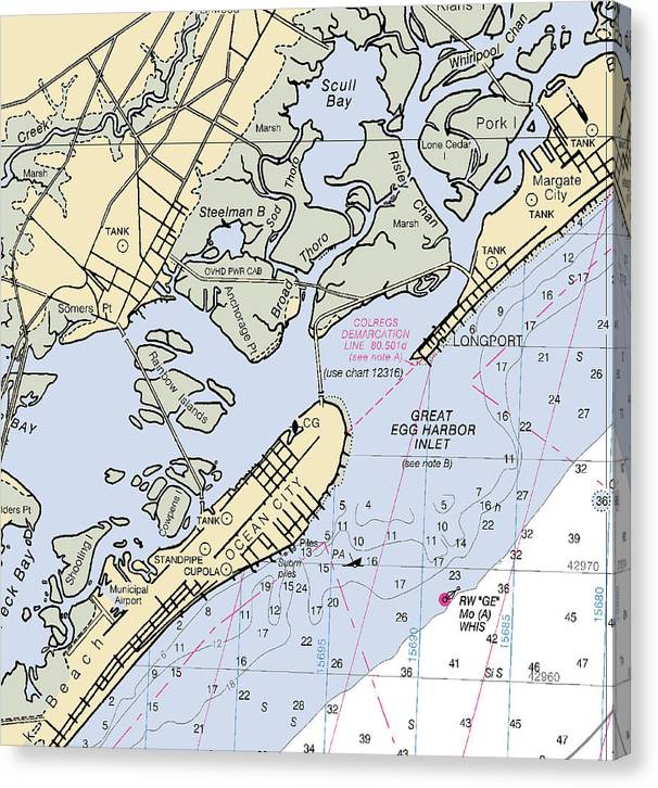 Great Egg Harbor Inlet -New Jersey Nautical Chart _V2 Canvas Print