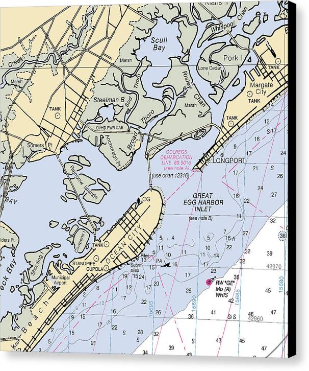 Great Egg Harbor Inlet -new Jersey Nautical Chart _v2 - Canvas Print