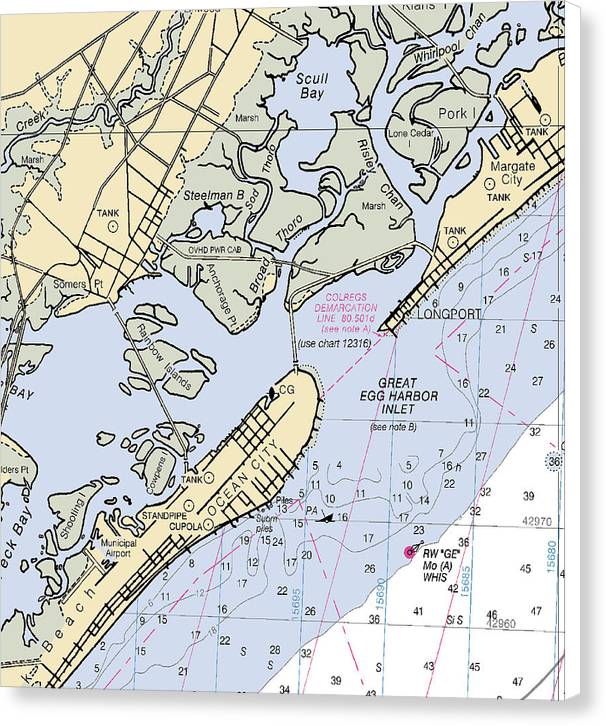 Great Egg Harbor Inlet -new Jersey Nautical Chart _v2 - Canvas Print