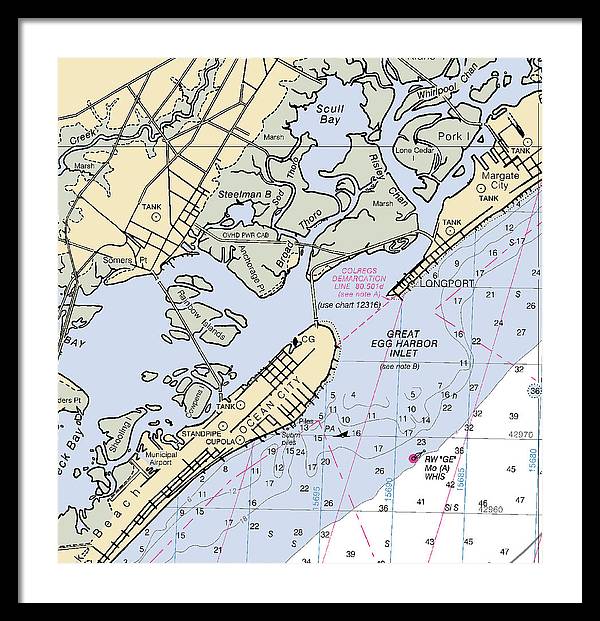 Great Egg Harbor Inlet -new Jersey Nautical Chart _v2 - Framed Print