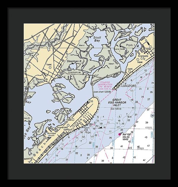 Great Egg Harbor Inlet -new Jersey Nautical Chart _v2 - Framed Print