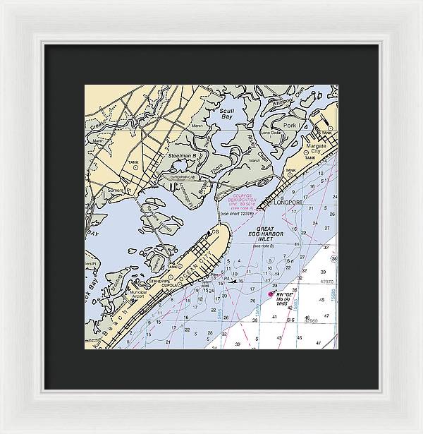 Great Egg Harbor Inlet -new Jersey Nautical Chart _v2 - Framed Print