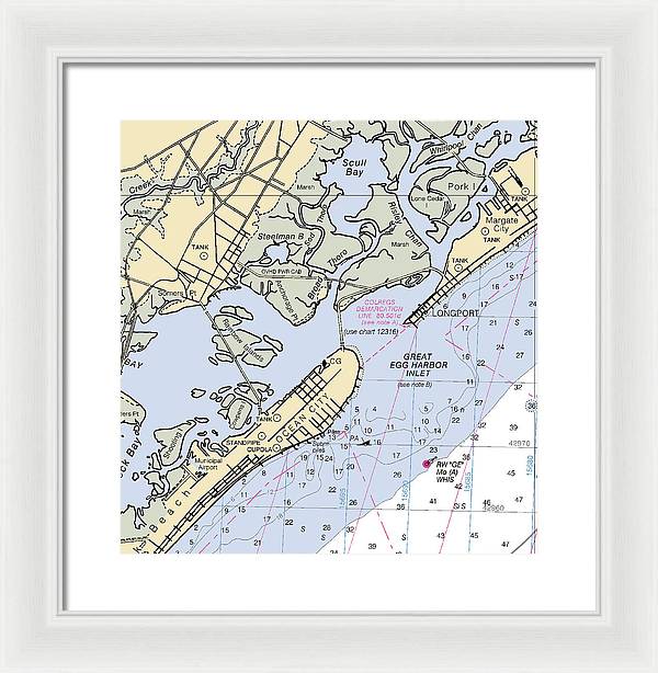 Great Egg Harbor Inlet -new Jersey Nautical Chart _v2 - Framed Print