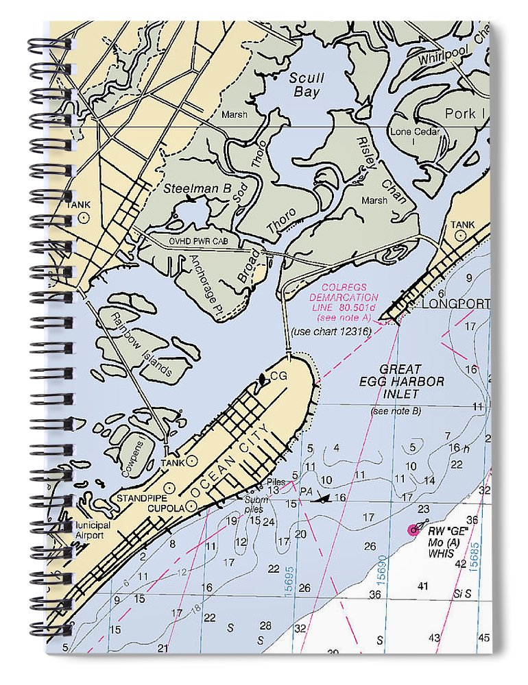 Great Egg Harbor Inlet  New Jersey Nautical Chart _V2 Spiral Notebook