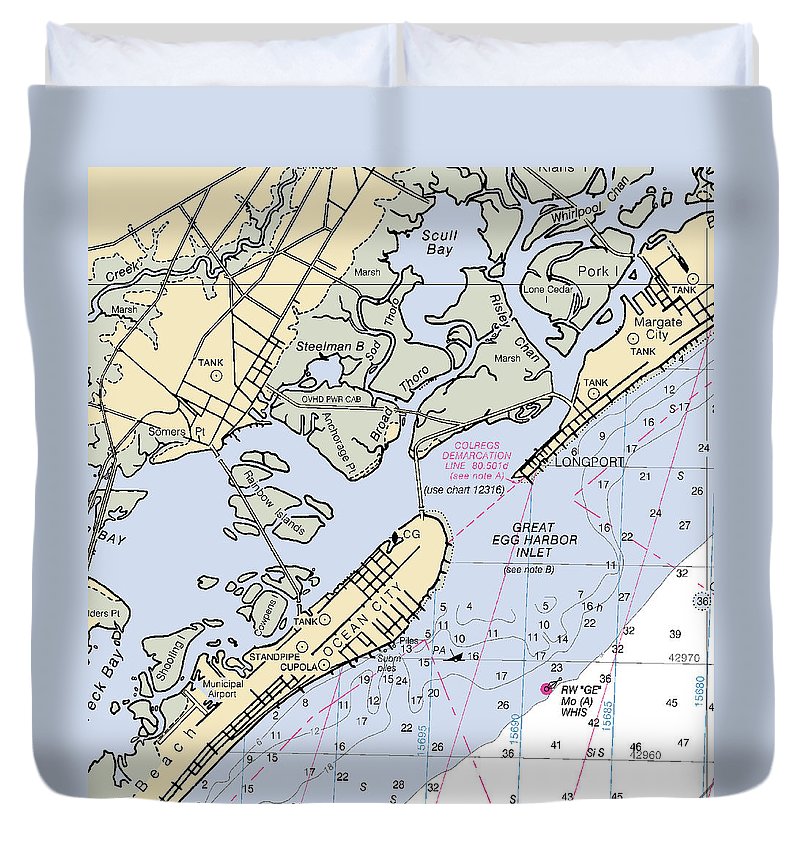 Great Egg Harbor Inlet  New Jersey Nautical Chart _V2 Duvet Cover