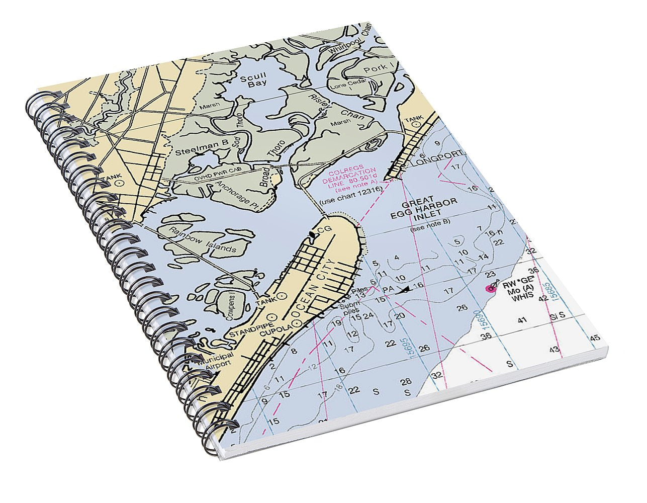 Great Egg Harbor Inlet -new Jersey Nautical Chart _v2 - Spiral Notebook