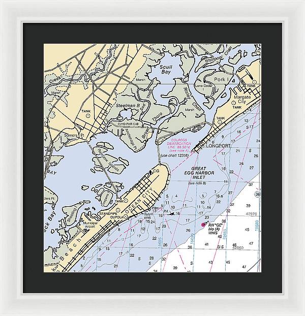 Great Egg Harbor Inlet -new Jersey Nautical Chart _v2 - Framed Print