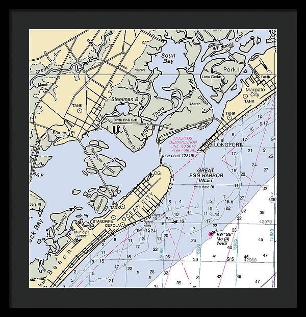 Great Egg Harbor Inlet -new Jersey Nautical Chart _v2 - Framed Print